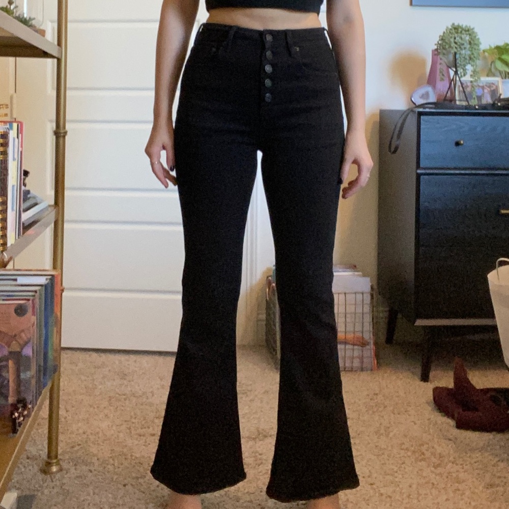 High Rise Black Flare Jeans